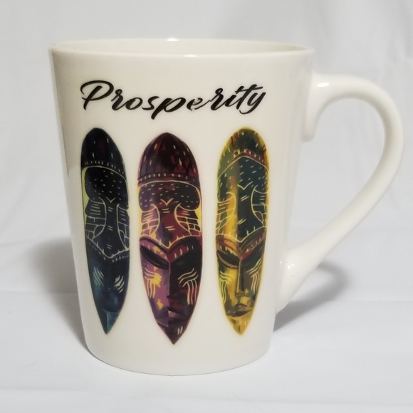 African Fang Prosperity Mask on a Royal Norfolk Classic White Tapered Mug 14 oz. - Picture 2 of 5